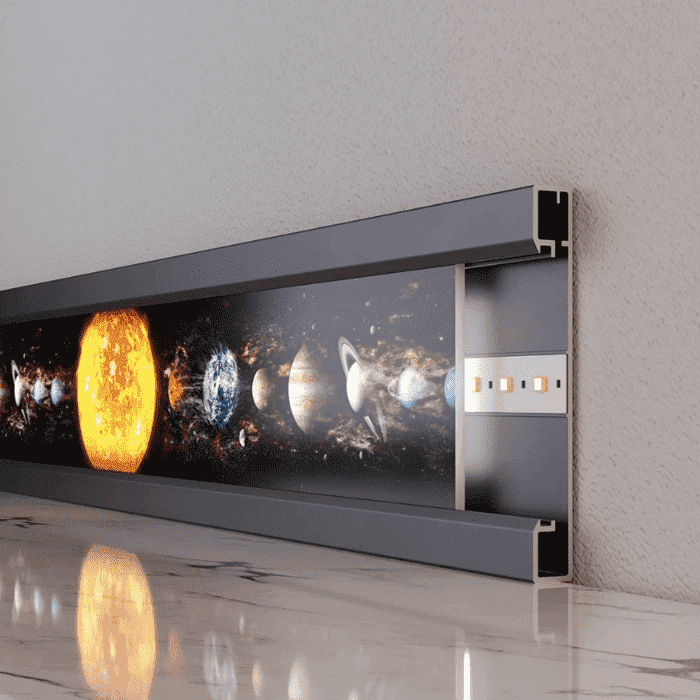 Плінтус алюмінієвий накладний LED Ключук 2700х100х12 (ALU-LED10012)